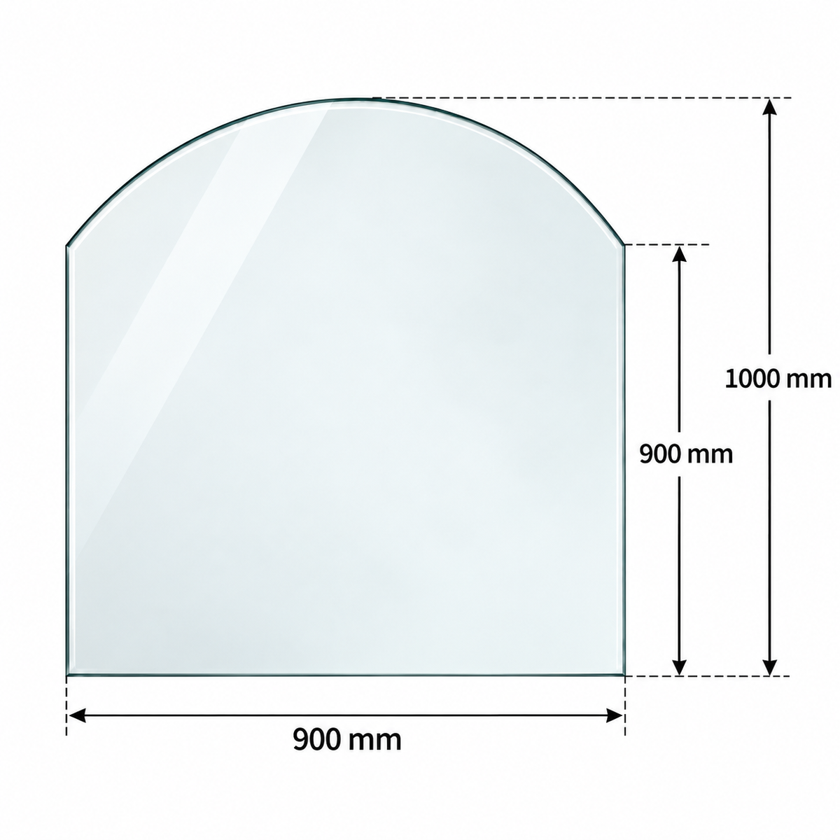 Golvskydd i härdat glas för kamin – 100 × 90 cm