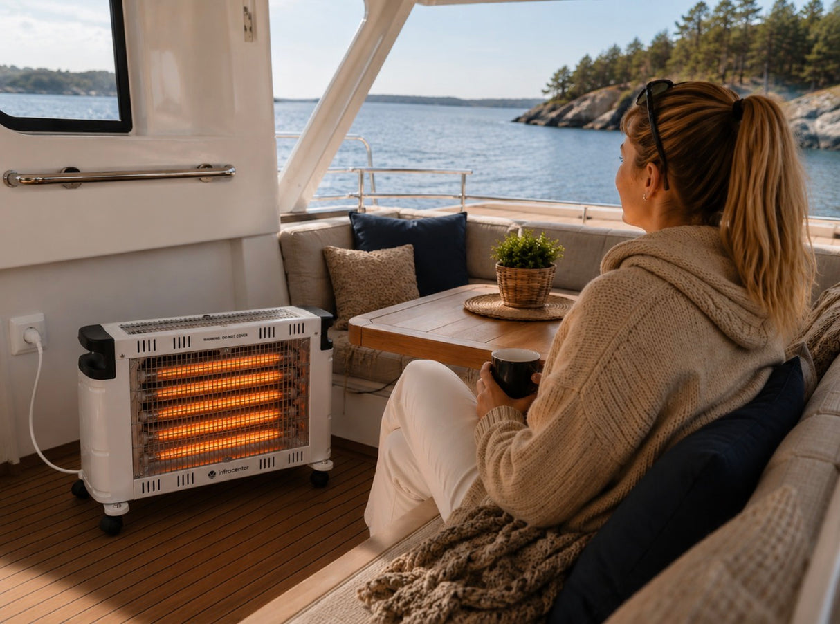 Quartz Heater 2000W Vit – Flyttbar Infravärmare med Snabb och Behaglig Värme