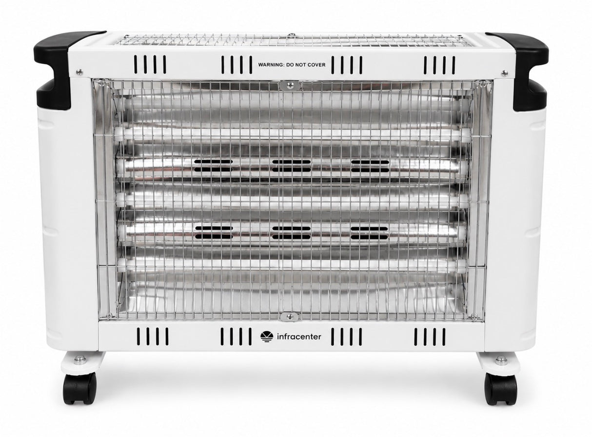 Quartz Heater 2000W Vit – Flyttbar Infravärmare med Snabb och Behaglig Värme