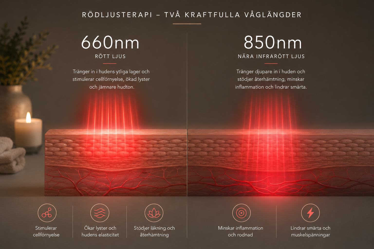 660nm och 850nm – Vad är skillnaden inom rödljusterapi?