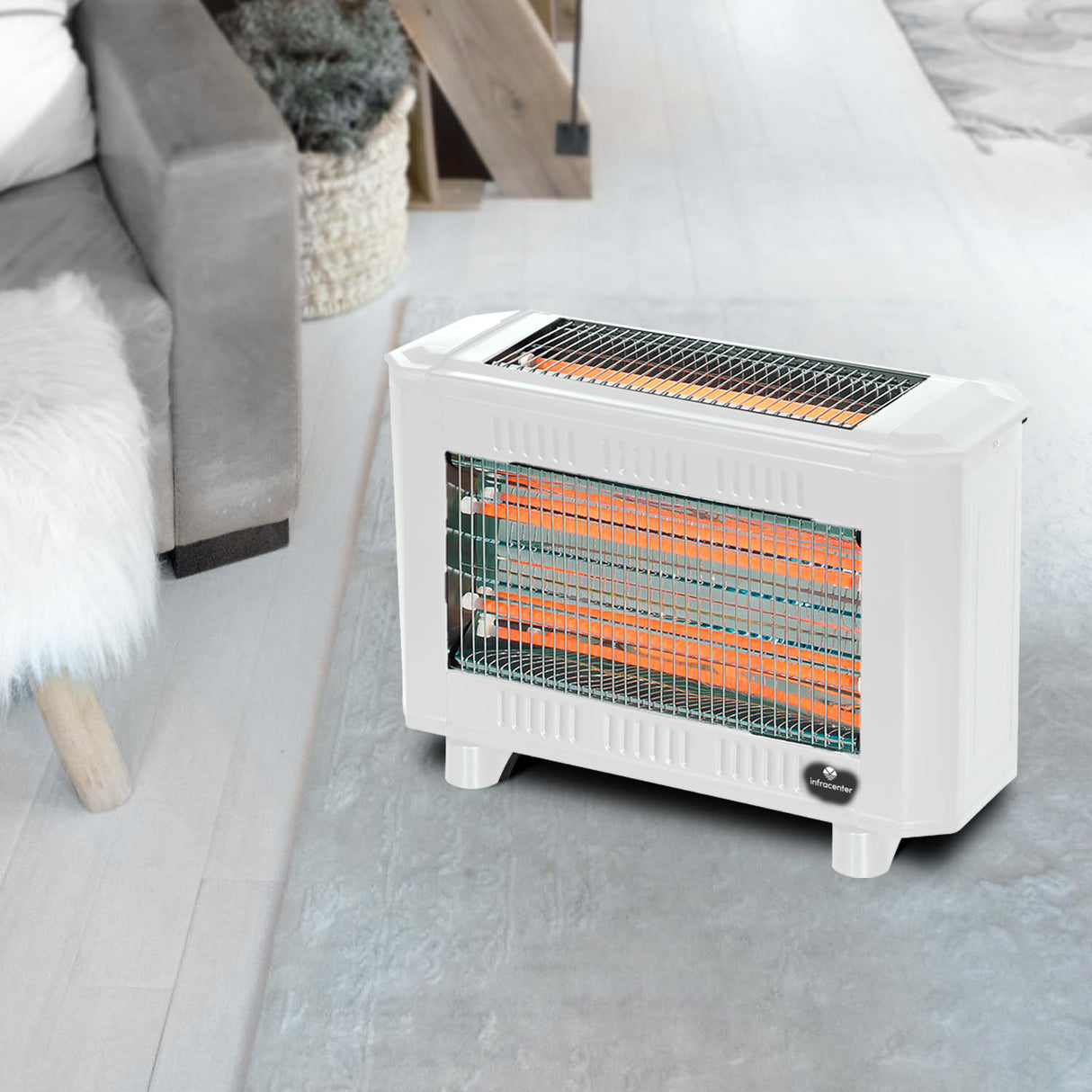 Quartz Heater 2000W Vit – Flyttbar Infravärmare med Snabb och Behaglig Värme