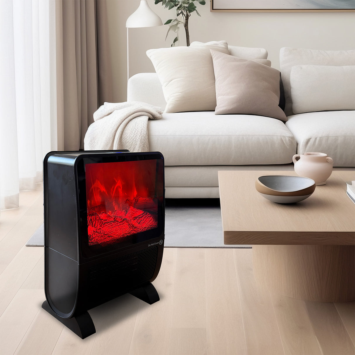 Electric Fireplace Deluxe 2000W – Elektrisk Kamin med Flammeffekt och Temperaturstyrning