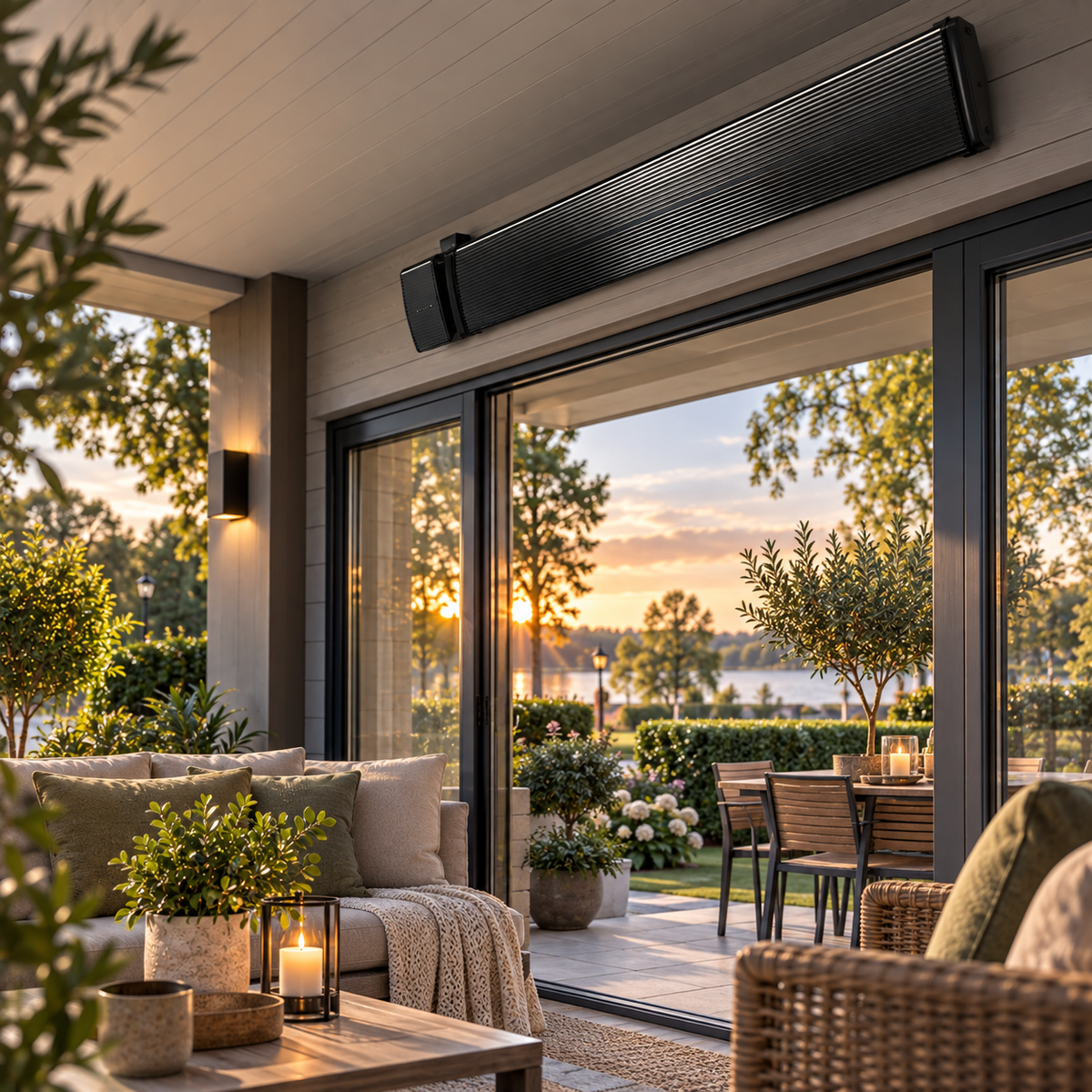Dark Heater 3200W Nero – Potente riscaldatore da terrazza senza luce per verande, ristoranti e balconi vetrati