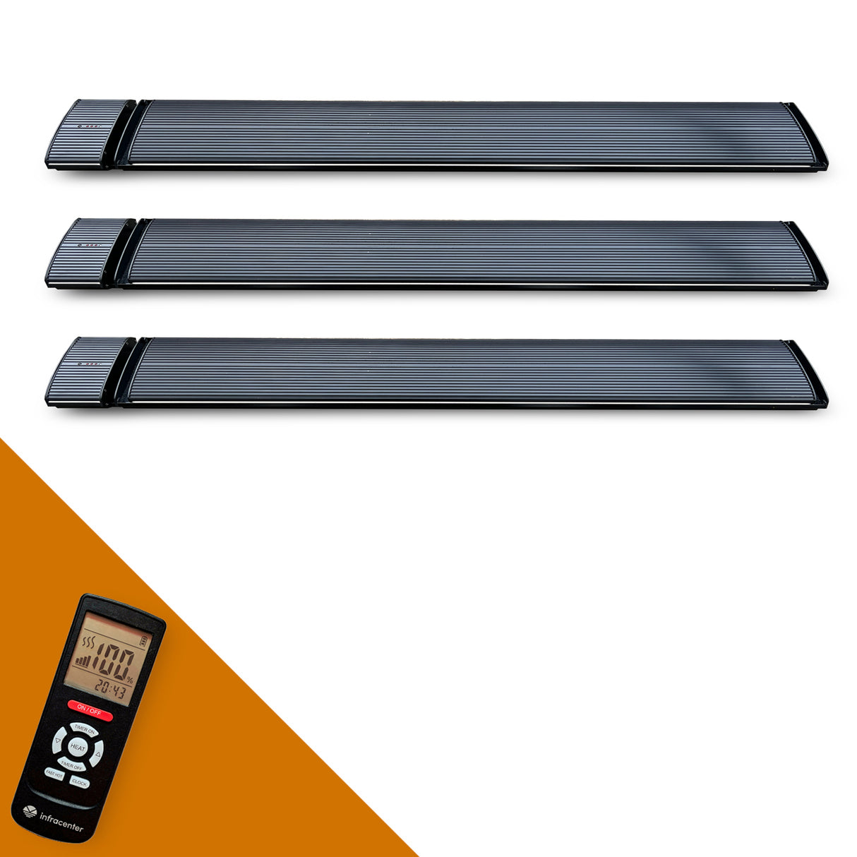 Infravärmepaket 3x Dark Heater 3200W Black – Kraftfull Terrassvärmare utan ljus för Uterum, Restaurang & Inglasade Balkonger