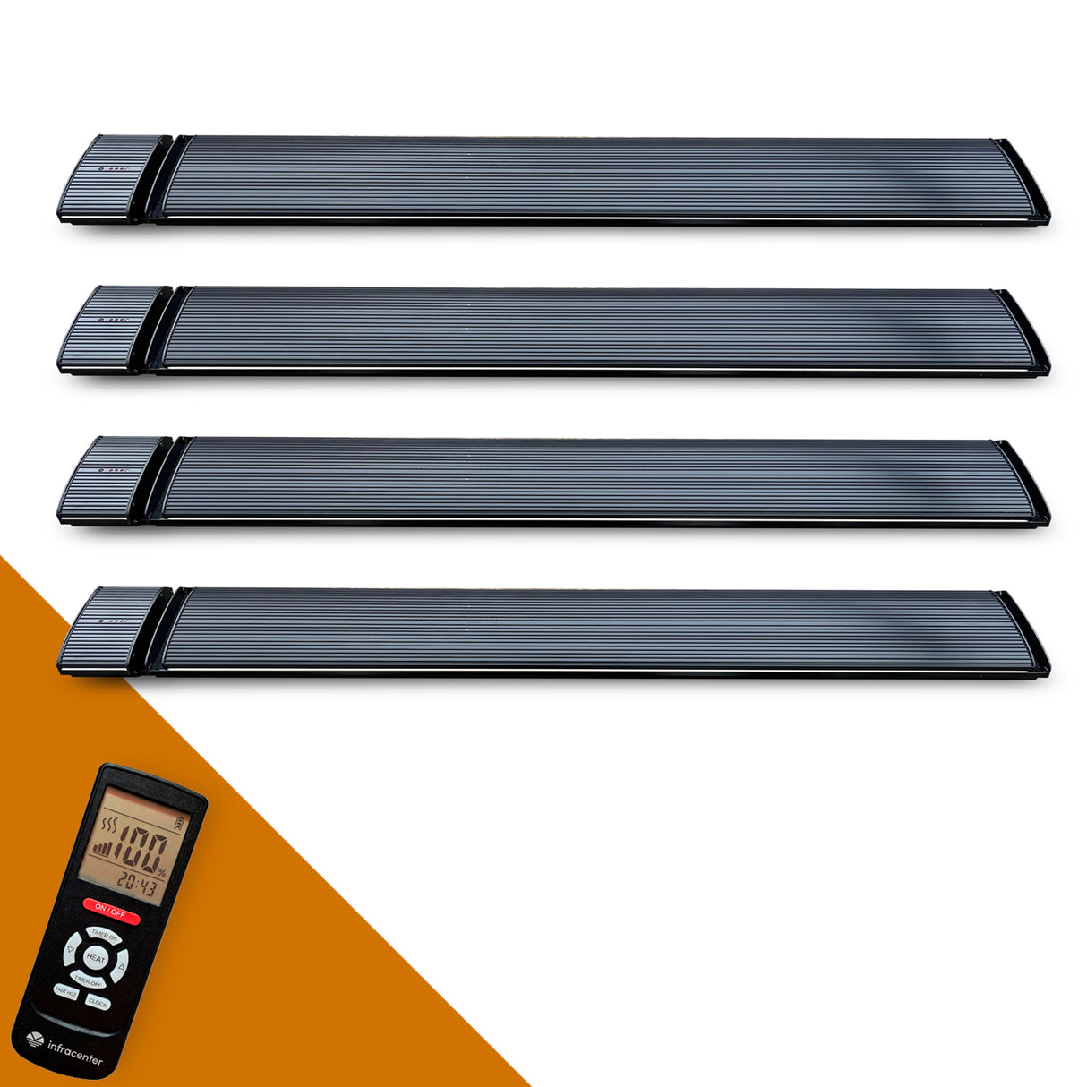 Infravärmepaket 4x Dark Heater 3200W Black – Kraftfull Terrassvärmare utan ljus för Uterum, Restaurang & Inglasade Balkonger