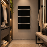 Scaldasalviette 500W Night Black – Esclusivo scaldasalviette in vetro nero con riscaldamento a infrarossi