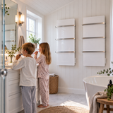 Håndklædevarmer 500W Mælkehvid – Elegant håndklædetørrer i hvidt glas med infrarød varme
