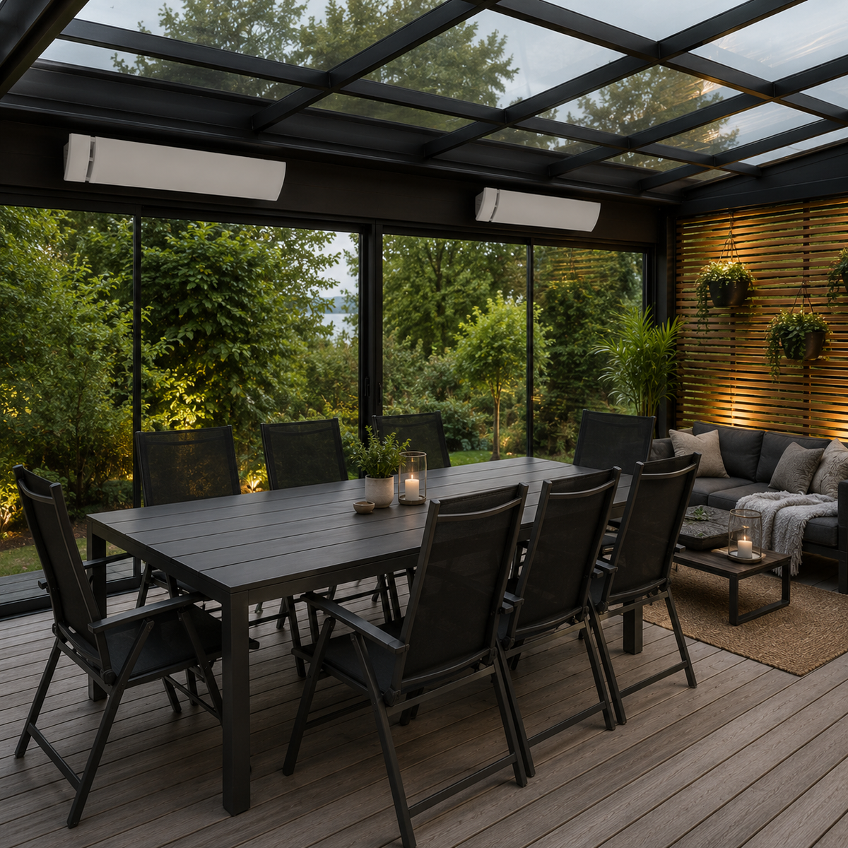 Calentador oscuro 1800W Blanco lechoso - Calefactor infrarrojo sin luz para habitaciones exteriores y balcones acristalados