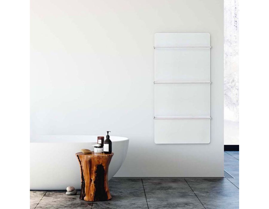 Towel Heater 500W Milky White – Elegant Handdukstork i Vitt Glas med Infravärme