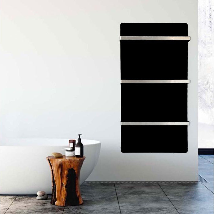 Towel Heater 500W Night Black – Exklusiv Handdukstork i Svart Glas med Infravärme