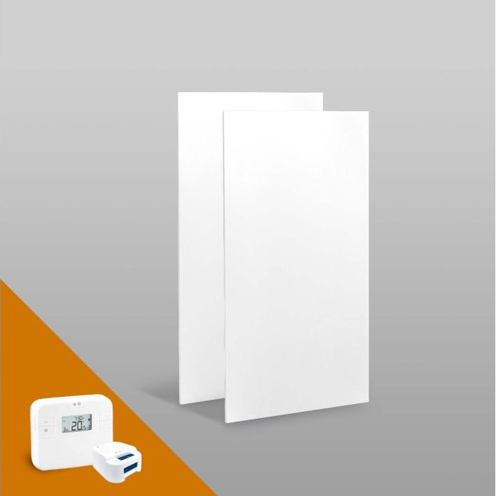 Infravärmepaket 2x Standard 1000W + Trådlös Termostat Salus RT510 – Komplett Paket för 20–24 m²
