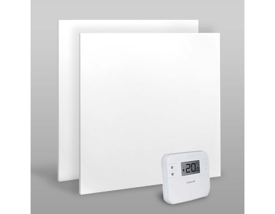 Infravärmepaket 2x Standard 450W + Trådlös Termostat Salus RT510 – Komplett Paket för 8–12 m²